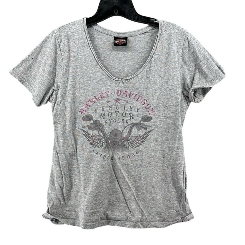 Harley-Davidson Mountain Creek Dalton GA V-Neck Graphic T-Shirt Women's Sz Small